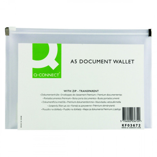 Q-CONNECT DOC ZIP WALLET A5 PK10