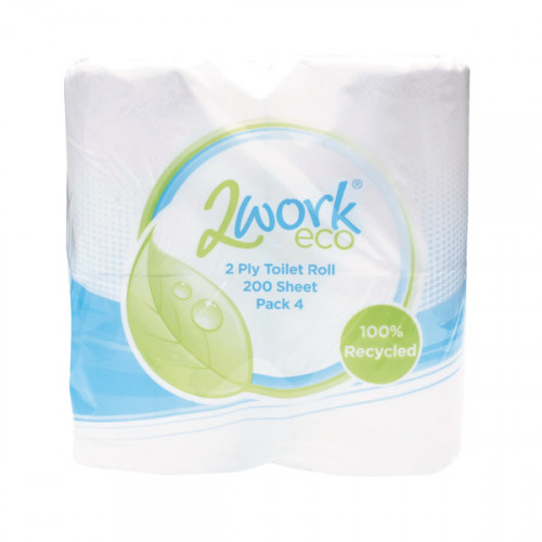 2WORK RCYC TOILET ROLL 200SH PK36