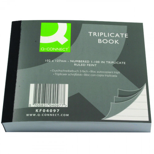 Q-CONNECT TRIPLICATE BOOK 102X127MM