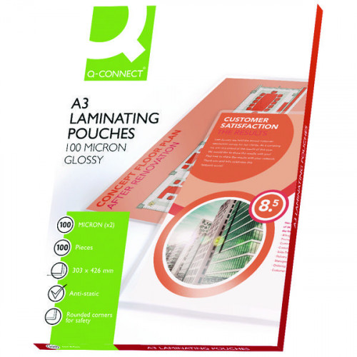Q-CONNECT LAMINATING POUCH A3 PK100