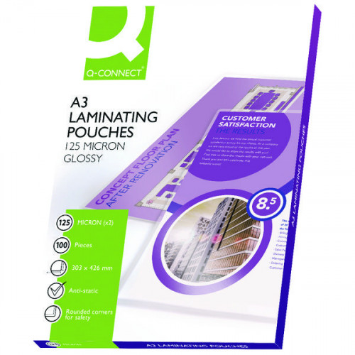 Q-CONNECT LAMINATING POUCH A3 PK100