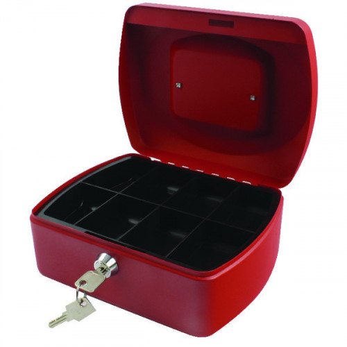 Q-Connect Cash Box 8 Inch Red KF04249