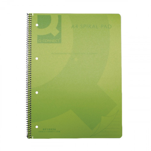 Q-CONNECT PP SPIRAL PAD A4 GREEN PK5