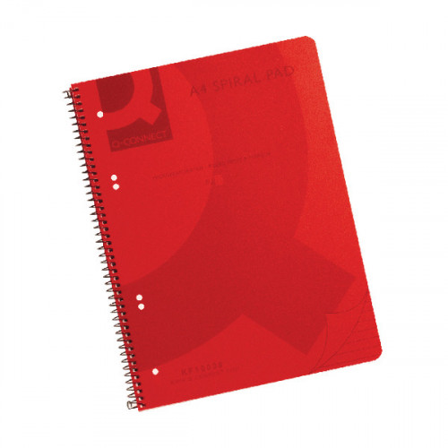 Q-CONNECT PP SPIRAL PAD A4 RED PK5