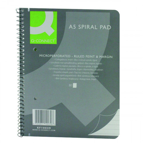 Q-CONNECT RULED SPIRAL SC PAD A5 PK5
