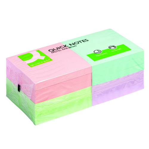 Q-CONNECT PASTEL QUICK NOTE PAD PK12