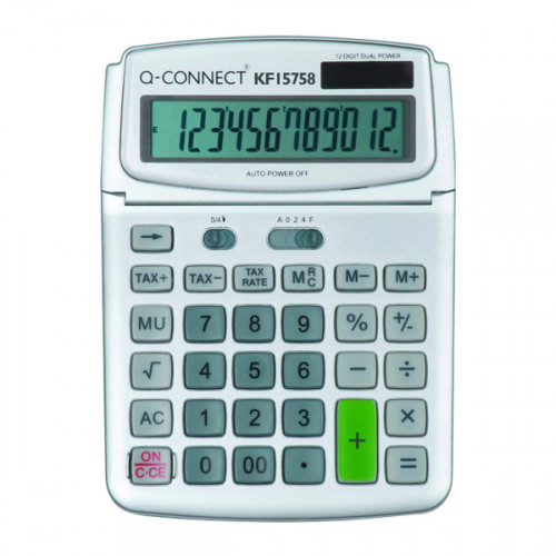 Q-Connect Large Table Top 12 Digit Calculator Grey KF15758