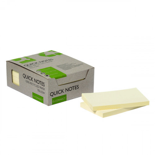 Q-CONNECT RCYC NOTES 127X76 YLW PK12