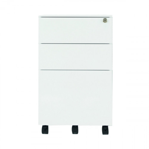 Jemini 3 Drawer Mobile Pedestal Steel 380x470x615mm White KF74156