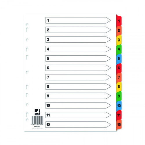 Q-CONNECT EW INDEX 1-12 MULTI PK25