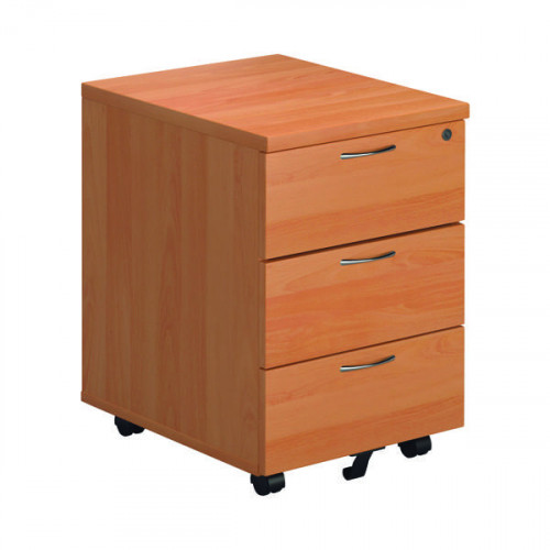 First 3 Drawer Mobile Pedestal 400x500x595mm Beech 2 KF79991