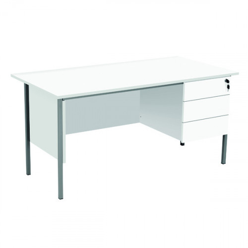 Serrion Rectangular 3 Drawer Pedestal 4 Leg Desk 1500x750x730mm White KF800071