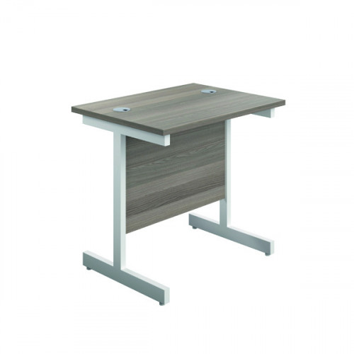 Jemini Single Rectangular Desk 800x600x730mm White/White KF800379