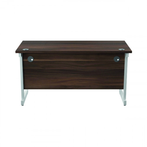 Jemini Single Rectangular Desk 1400x600x730mm Dark Walnut/White KF800632