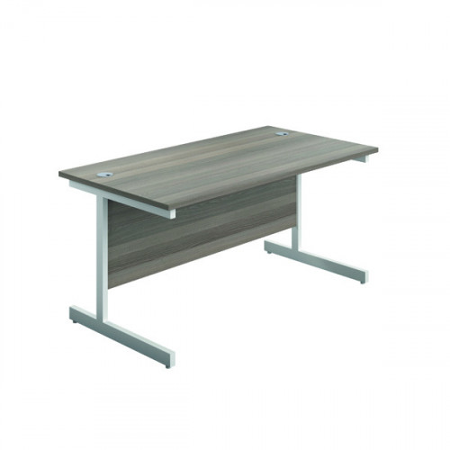 Jemini Single Rectangular Desk 1800x600x730mm Grey Oak/White KF800834