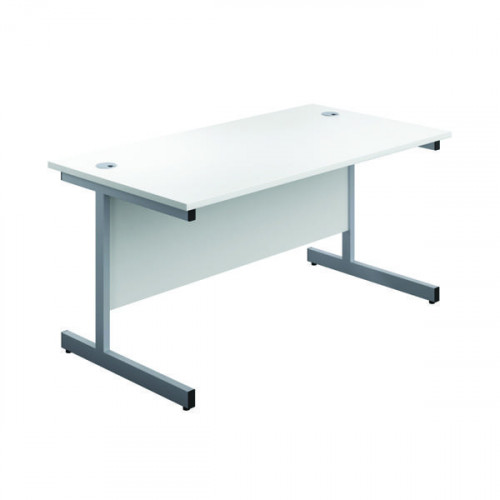 Jemini Single Rectangular Desk 1200x800x730mm White/Silver KF801033