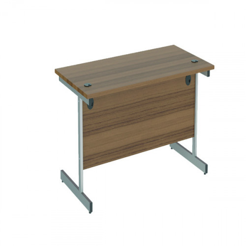 Jemini Single Rectangular Desk 1400x800x730mm Dark Walnut/Silver KF801173