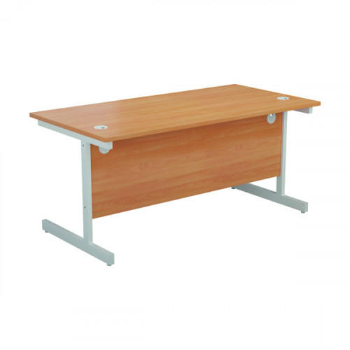 Jemini Single Rectangular Desk 1400x800x730mm Beech/White KF801189