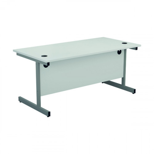 Jemini Single Rectangular Desk 1600x800x730mm White/Silver KF801279
