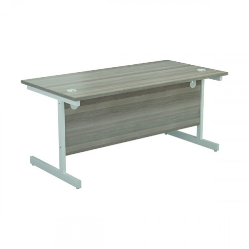 Jemini Single Rectangular Desk 1600x800x730mm Grey Oak/White KF801312