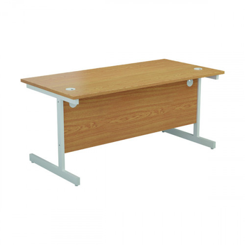 Jemini Single Rectangular Desk 1600x800x730mm Nova Oak/White KF801328