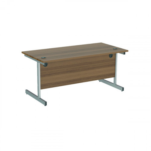 Jemini Single Rectangular Desk 1800x800x730mm Dark Walnut/Silver KF801418