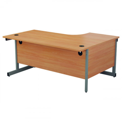 Jemini Radial Left Hand Cantilever Desk 1600x1200x730mm Beech/Silver KF801721
