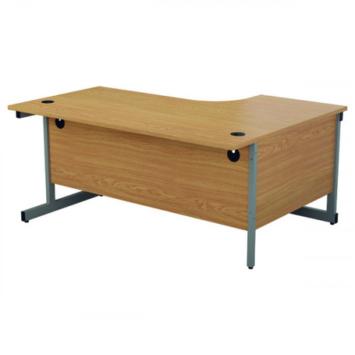 Jemini Radial Left Hand Cantilever Desk 1600x1200x730mm Nova Oak/Silver KF801740