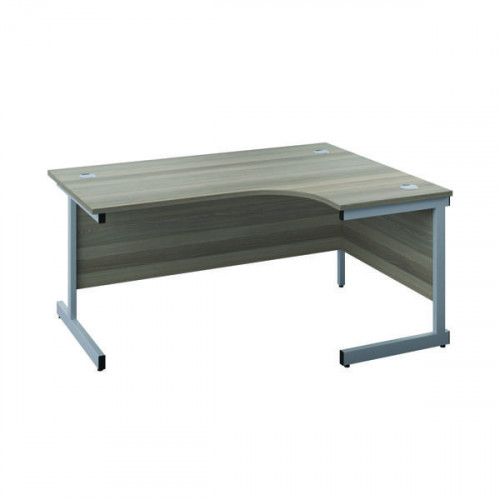 Jemini Radial Right Hand Cantilever Desk 1600x1200x730mm Grey Oak/Silver KF801790