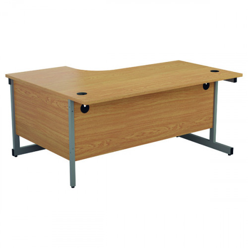 Jemini Radial Right Hand Cantilever Desk 1600x1200x730mm Nova Oak/Silver KF801805
