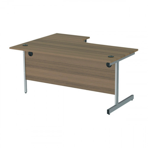 Jemini Radial Right Hand Cantilever Desk 1600x1200x730mm Dark Walnut/Silver KF801830