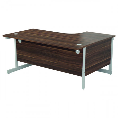 Jemini Radial Left Hand Cantilever Desk 1600x1200x730mm Dark Walnut/White KF801896