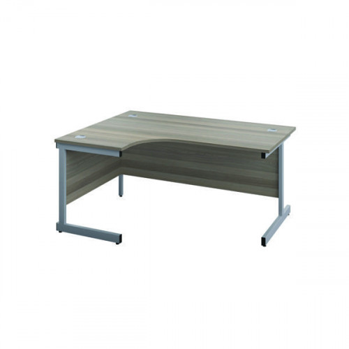 Jemini Radial Left Hand Cantilever Desk 1800x1200x730mm Grey Oak/Silver KF801970