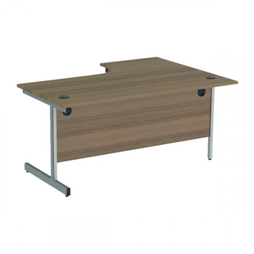 Jemini Radial Left Hand Cantilever Desk 1800x1200x730mm Dark Walnut/Silver KF802010