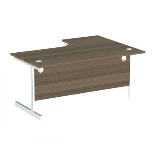 Jemini Radial Left Hand Cantilever Desk 1800x1200x730mm Dark Walnut/White KF802135