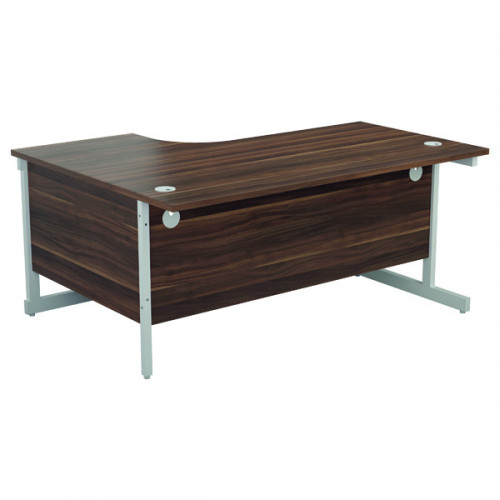 Jemini Radial Right Hand Cantilever Desk 1800x1200x730mm Dark Walnut/White KF802191