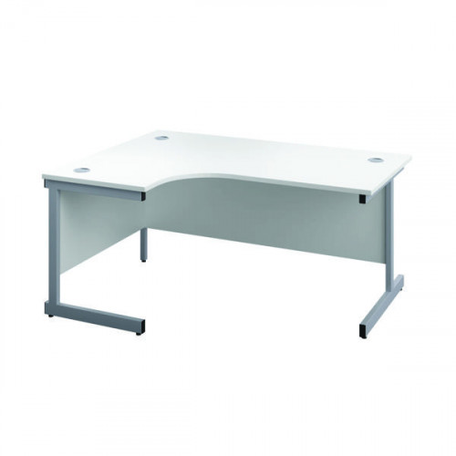 FIRST RADIAL LH DESK 1600 WHITE/SLV