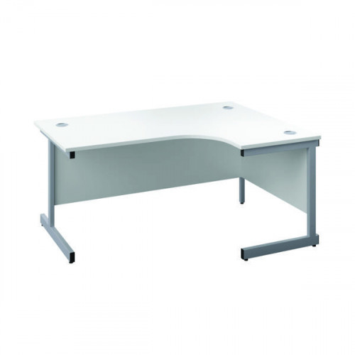 FIRST RADIAL RH DESK 1600 WHITE/SLV