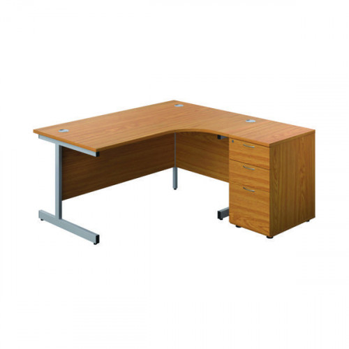 FIRST RDL RH DESK PED OAK