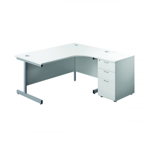 FIRST RDL RH DESK PED WHITE