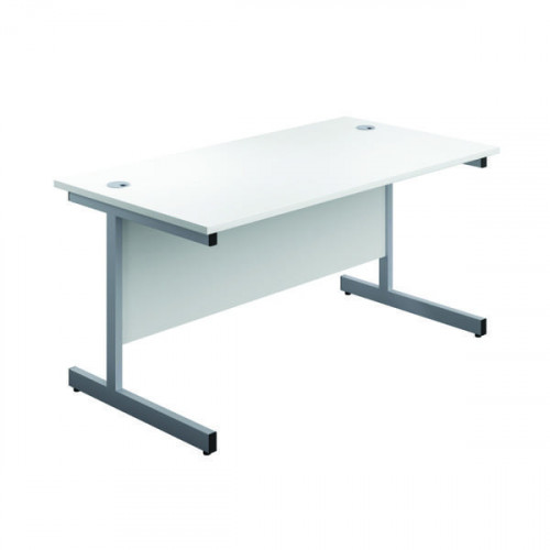 FIRST RECT DESK 1400 WHITE/SILVER