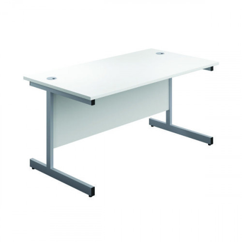 FIRST RECT DESK 1600 WHITE/SILVER