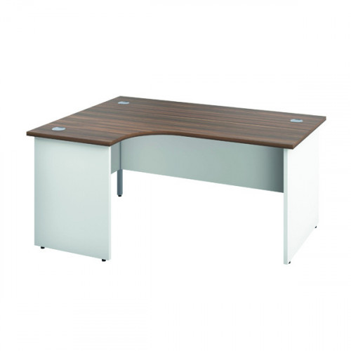 Jemini Switch Radial Left Hand Desk 1800x1200x730mm Dark Walnut/White KF805533