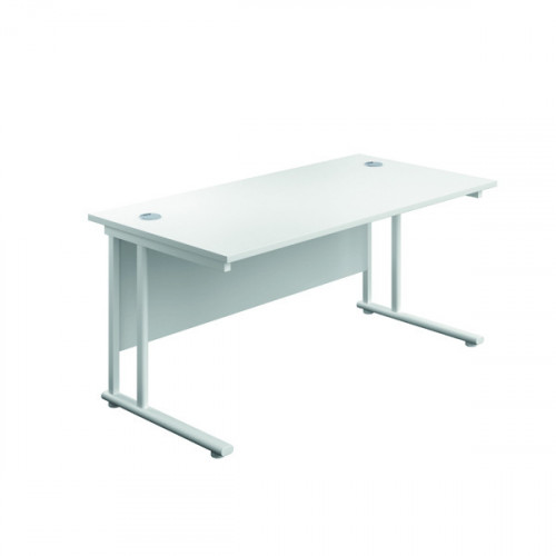 Jemini Rectangular Cantilever Desk 1600x600x730mm White/White KF806530