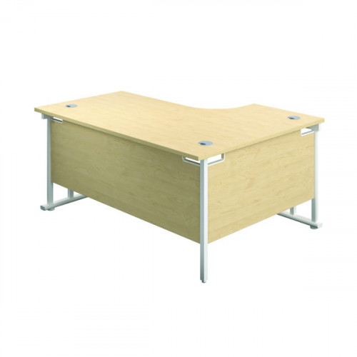 Jemini Radial Left Hand Cantilever Desk 1600x1200x730mm Maple/White KF807681