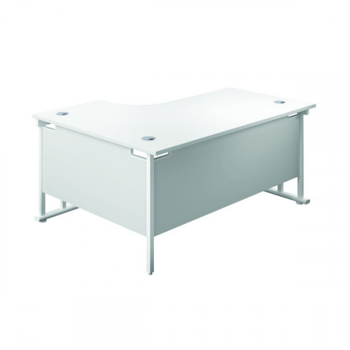 Jemini Radial Right Hand Cantilever Desk 1600x1200x730mm White/White KF807735