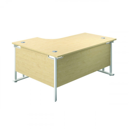Jemini Radial Right Hand Cantilever Desk 1600x1200x730mm Maple/White KF807742
