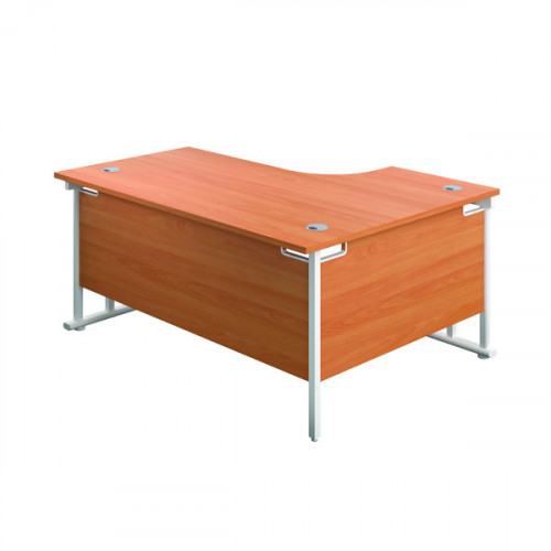 Jemini Radial Left Hand Cantilever Desk 1800x1200x730mm Beech/White KF807889