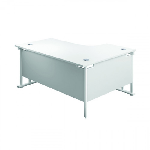 Jemini Radial Left Hand Cantilever Desk 1800x1200x730mm White/White KF807919