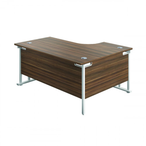 Jemini Radial Left Hand Cantilever Desk 1800x1200x730mm Dark Walnut/White KF807933
